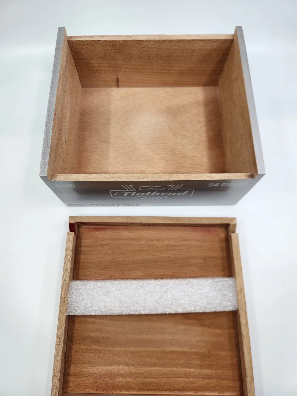 Flathead 660 Decorative Wood Cigar Box in Burgundy and Silver